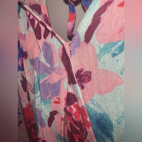 Easel Floral Tie-Back Mini Dress - Red, Pink, Blue - Picture 7 of 7